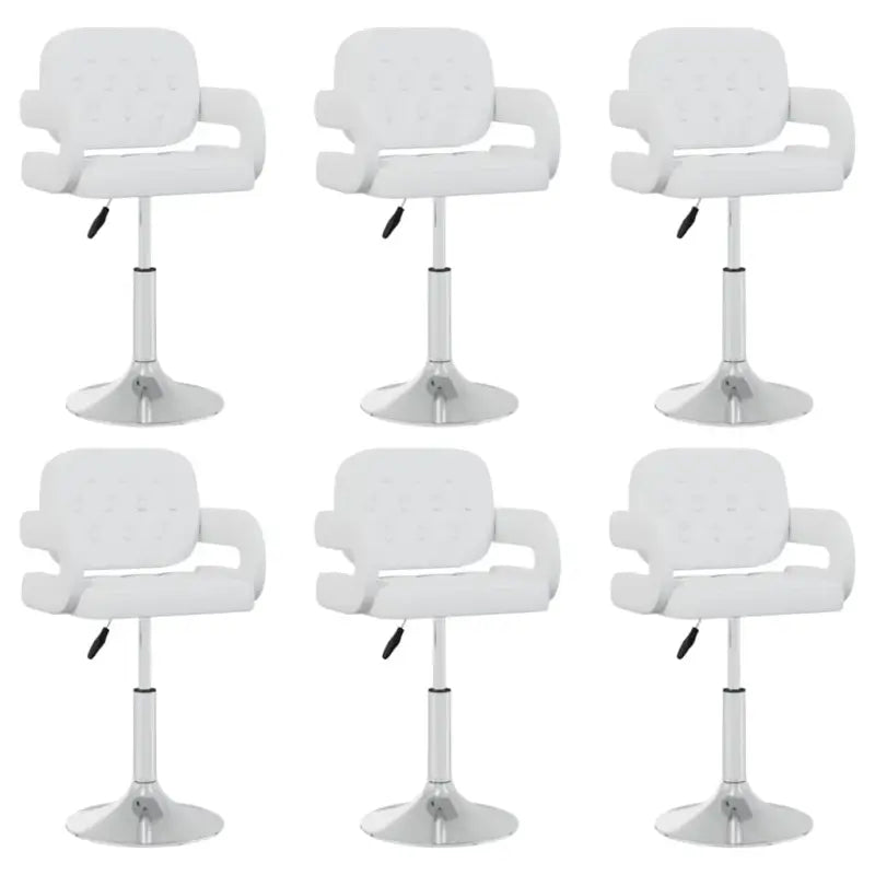 Draaibare Eetkamerstoelen met Kunstlederen Bekleding - Wit / 6 - Eetkamerstoelen
