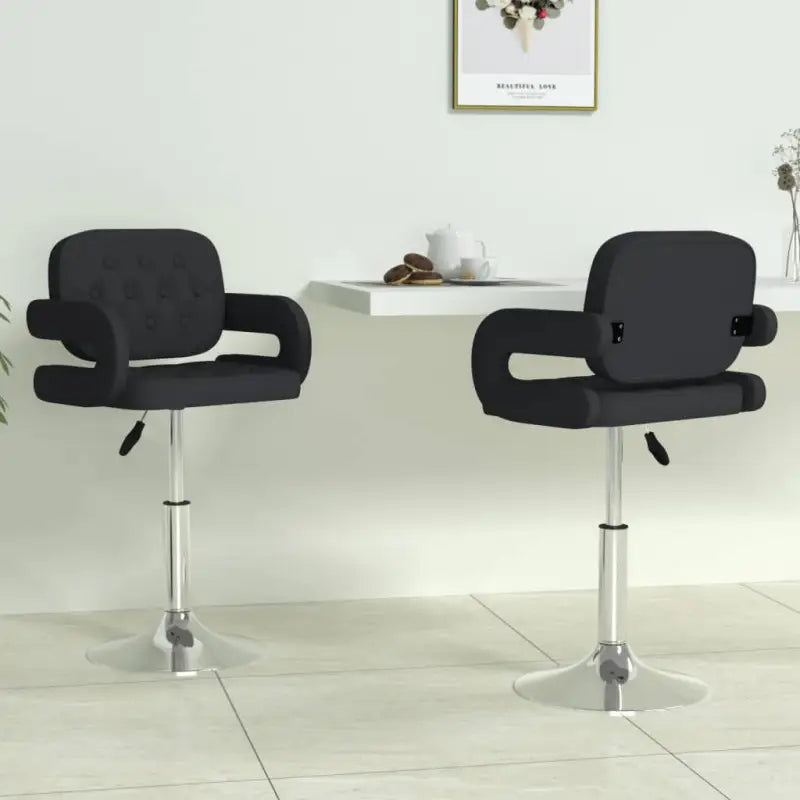 Draaibare Eetkamerstoelen met Kunstlederen Bekleding - Zwart / 2 - Eetkamerstoelen