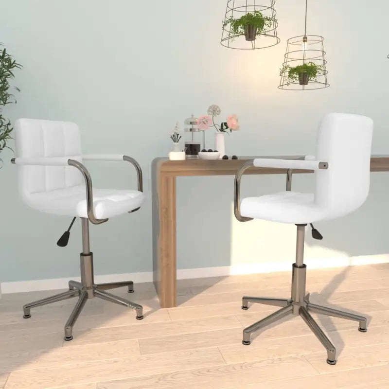 Draaibare Eetkamerstoelen met Kunstleer en Modern Ontwerp - Wit / 2 - Eetkamerstoelen
