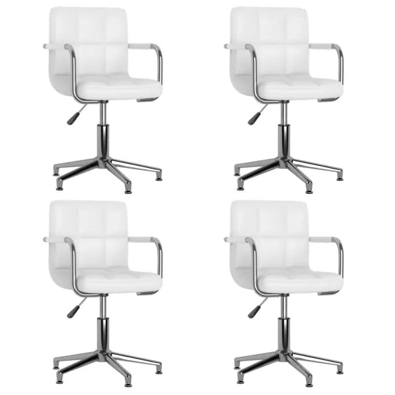 Draaibare Eetkamerstoelen met Kunstleer en Modern Ontwerp - Wit / 4 - Eetkamerstoelen