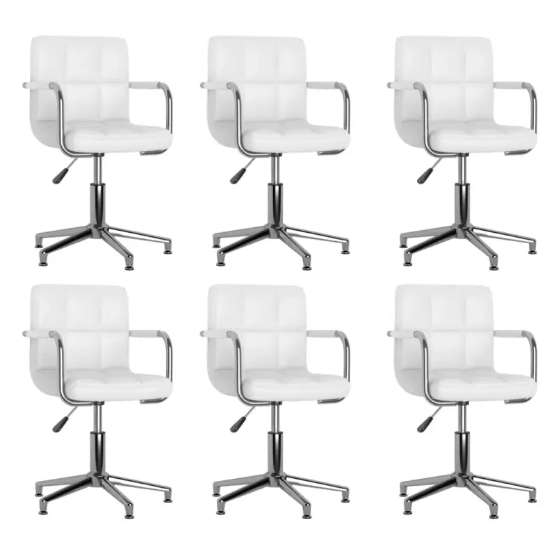 Draaibare Eetkamerstoelen met Kunstleer en Modern Ontwerp - Wit / 6 - Eetkamerstoelen