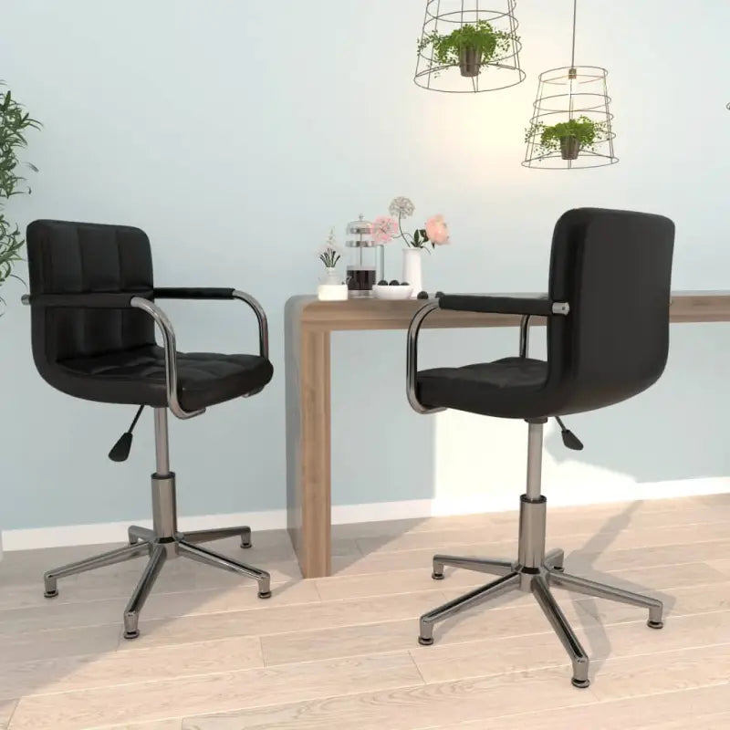 Draaibare Eetkamerstoelen met Kunstleer en Modern Ontwerp - Zwart / 2 - Eetkamerstoelen