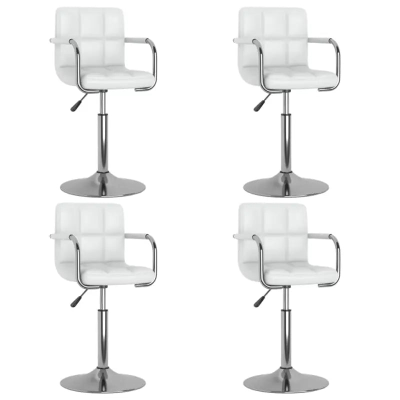Draaibare Eetkamerstoelen met Modern Ontwerp en Kunstlederen Bekleding - Wit / 4 - Eetkamerstoelen