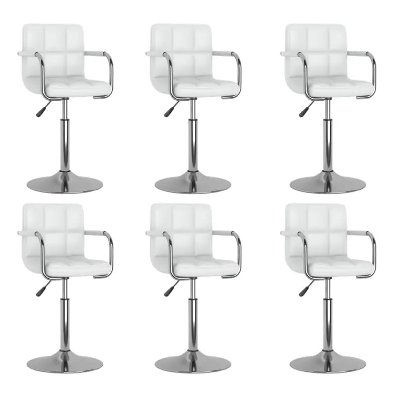 Draaibare Eetkamerstoelen met Modern Ontwerp en Kunstlederen Bekleding - Wit / 6 - Eetkamerstoelen