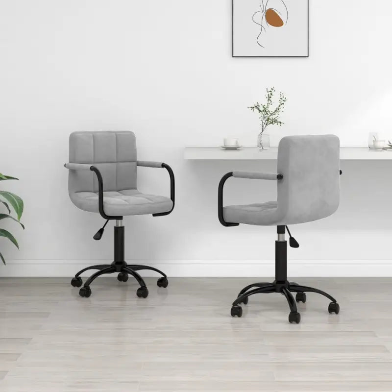 Draaibare Eetstoelen in Fluweel voor een Moderne Look - Lichtgrijs / 2 - Eetkamerstoelen