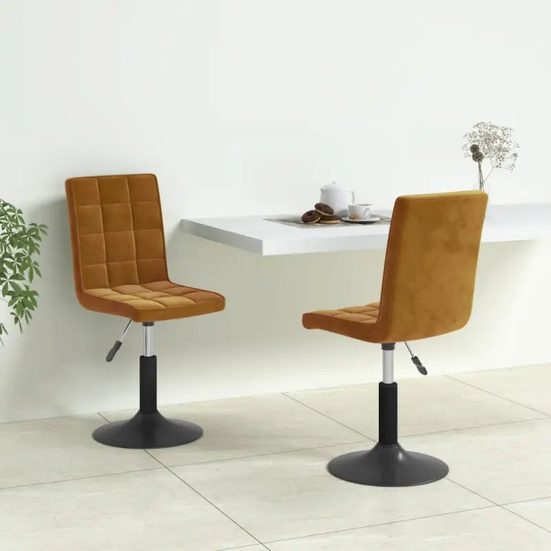 Draaibare eetstoelen met fluweel voor een moderne keukenstijl - Bruin / 2 - Eetkamerstoelen
