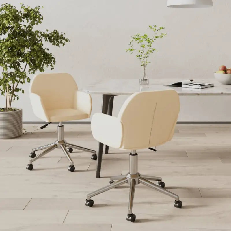 Draaibare eettafelstoelen met elegant ontwerp en ademende stof - Crème / 2 - Eetkamerstoelen