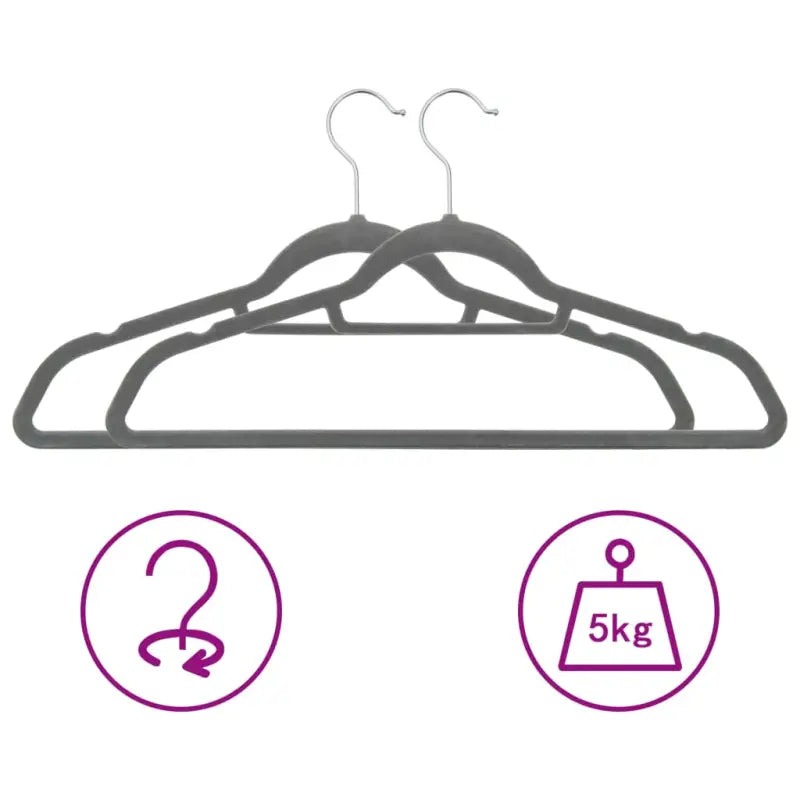 Draaibare haak set van kunststof en metaal met beschermend fluweeloppervlak - Kleerhangers