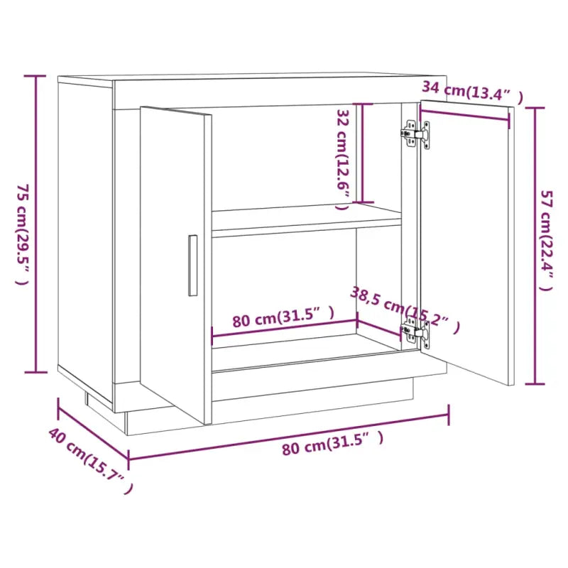 Dressoir in grijs sonoma bewerkt hout met minimalistische charme - Dressoirs & buffetkasten