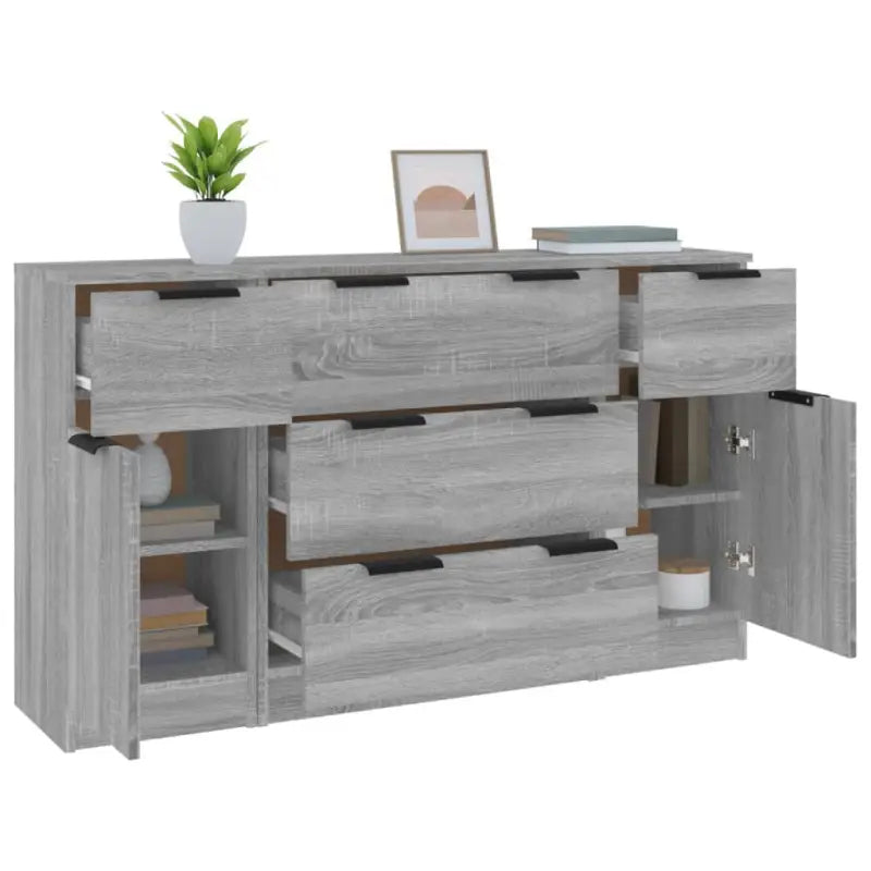 Dressoir in grijs Sonoma van bewerkt hout gemakkelijk schoon te maken - Dressoirs & buffetkasten