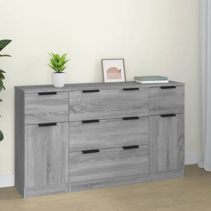 Dressoir in grijs Sonoma van bewerkt hout gemakkelijk schoon te maken - Dressoirs & buffetkasten