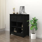 Dressoir in massief grenenhout met een trendy ontwerp - Zwart / 1 - Dressoirs & buffetkasten