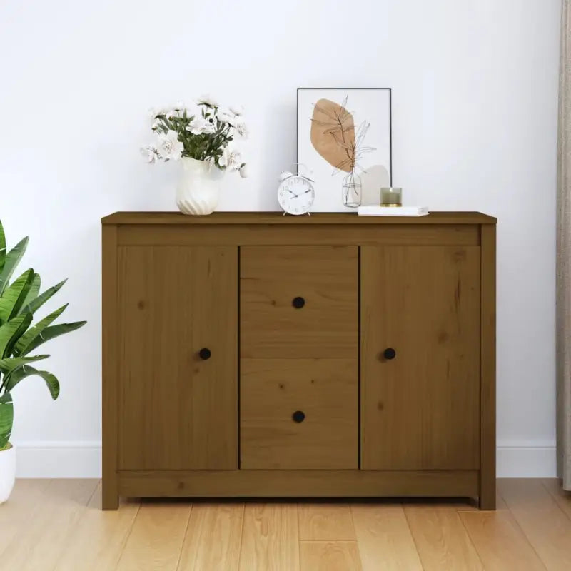Dressoir in massief grenenhout met minimalistische uitstraling - Honingbruin / 1 - Dressoirs & buffetkasten