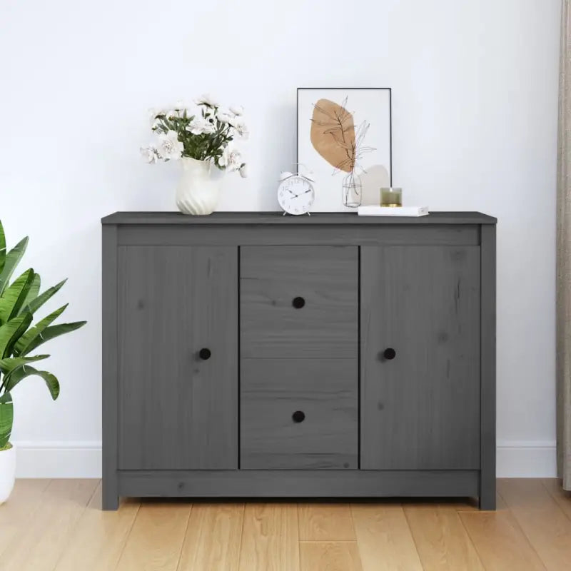 Dressoir in massief grenenhout met minimalistische uitstraling - Grijs / 1 - Dressoirs & buffetkasten