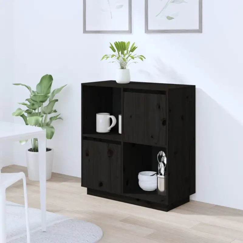Dressoir in massief grenenhout met trendy ontwerp voor je interieur - Zwart / 1 - Dressoirs & buffetkasten