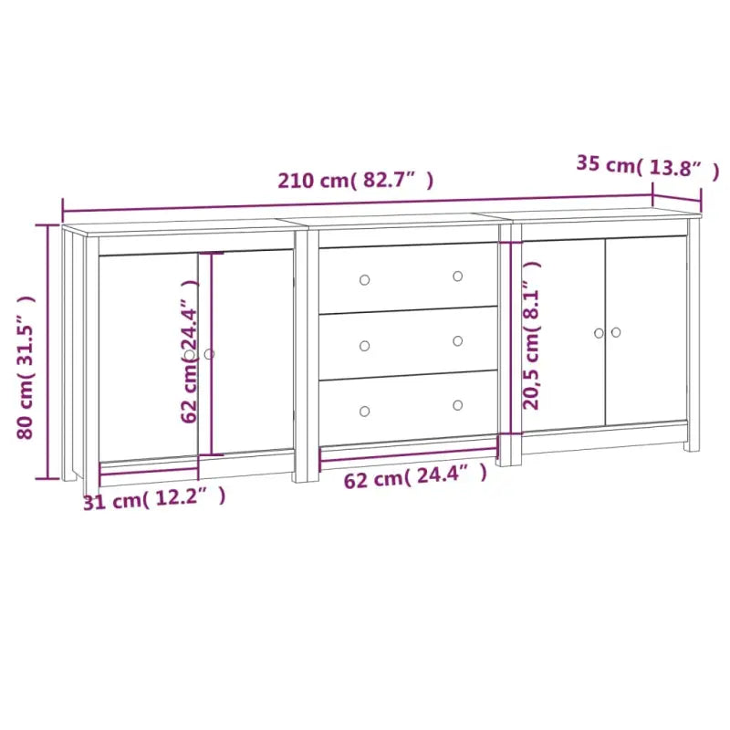 Dressoir in massief grenenhout voor moderne woonruimtes - Dressoirs & buffetkasten