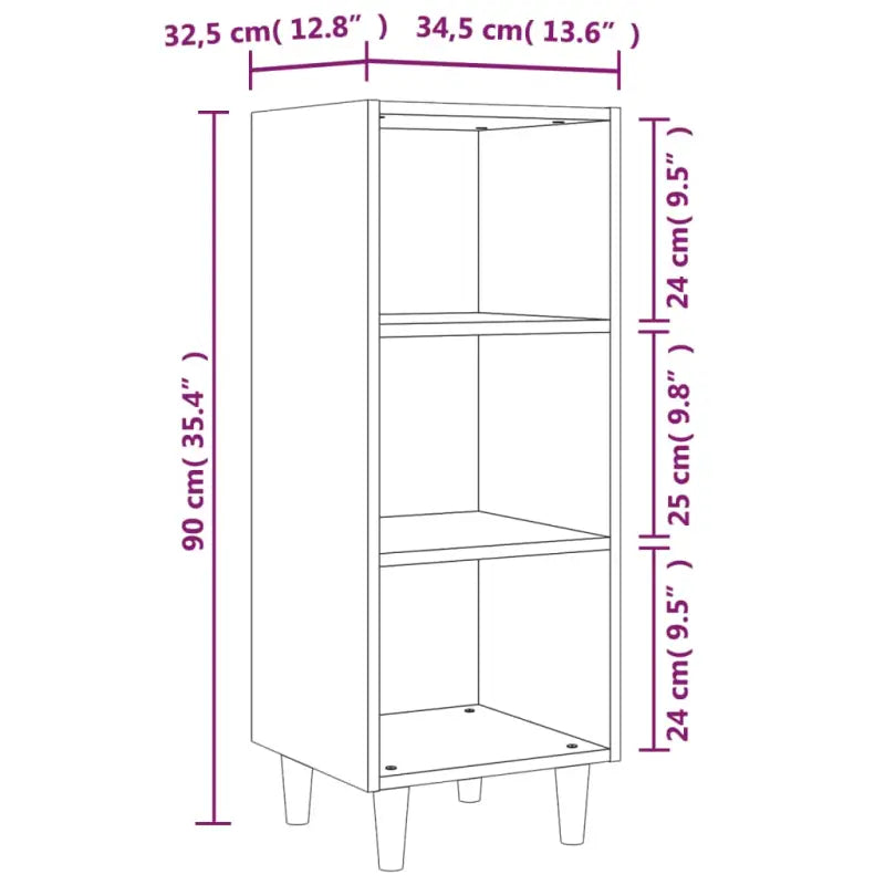 Dressoir met bewerkt hout en houten poten voor een stijlvolle look - bruin eikenkleur / 1 - Dressoirs & buffetkasten