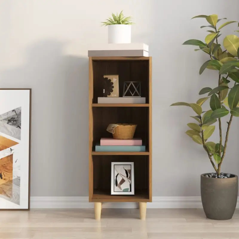 Dressoir met bewerkt hout en houten poten voor een stijlvolle look - bruin eikenkleur / 1 - Dressoirs & buffetkasten