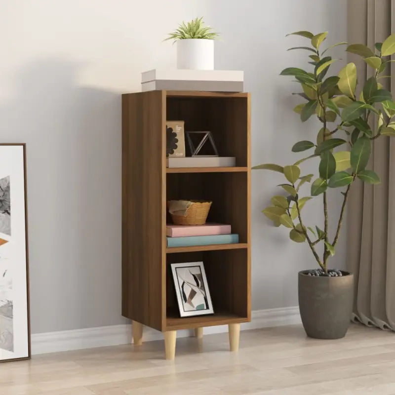 Dressoir met bewerkt hout en houten poten voor een stijlvolle look - bruin eikenkleur / 1 - Dressoirs & buffetkasten