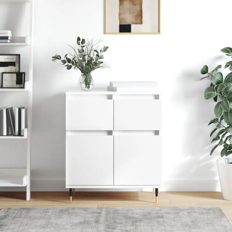 Dressoir met bewerkt hout en ijzeren poten voor een tijdloze uitstraling - Wit / 1 - Dressoirs & buffetkasten