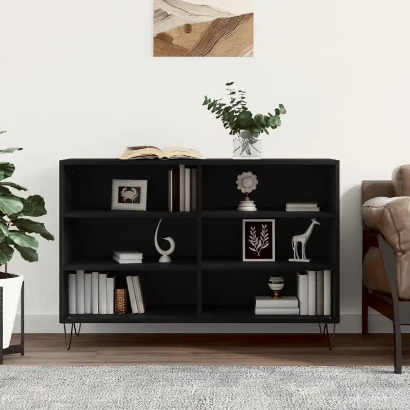 Dressoir met bewerkt hout en ijzeren poten voor een tijdloze uitstraling - Zwart / 1 - Dressoirs & buffetkasten