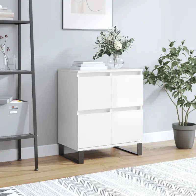 Dressoir met bewerkt hout en ijzeren poten voor een tijdloze uitstraling - Hoogglans wit / 1 - Dressoirs & buffetkasten