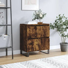 Dressoir met bewerkt hout en ijzeren poten voor een tijdloze uitstraling - Gerookt eiken / 1 - Dressoirs & buffetkasten