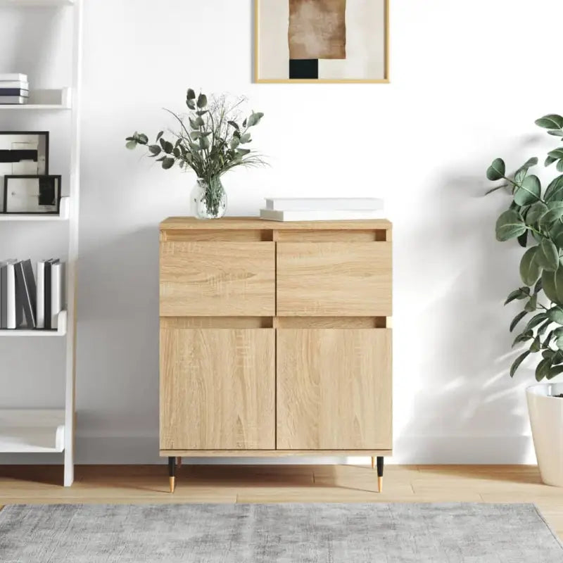 Dressoir met bewerkt hout en ijzeren poten voor een tijdloze uitstraling - Sonoma eiken / 1 - Dressoirs & buffetkasten