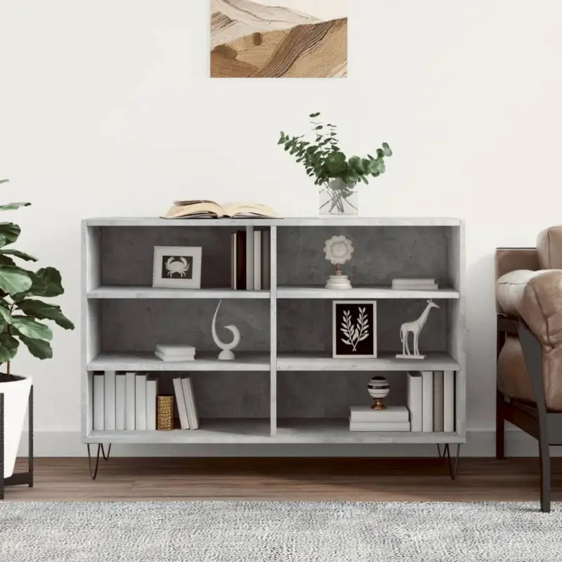 Dressoir met bewerkt hout en ijzeren poten voor een tijdloze uitstraling - Betongrijs / 1 - Dressoirs & buffetkasten