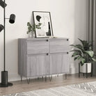 Dressoir met bewerkt hout en ijzeren poten voor een tijdloze uitstraling - Grijs sonoma / 2 - Dressoirs & buffetkasten