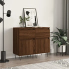 Dressoir met bewerkt hout en ijzeren poten voor een tijdloze uitstraling - bruin eikenkleur / 2 - Dressoirs &
