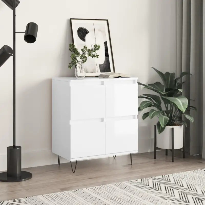Dressoir met bewerkt hout en ijzeren poten voor een tijdloze uitstraling - Hoogglans wit / 1 - Dressoirs & buffetkasten
