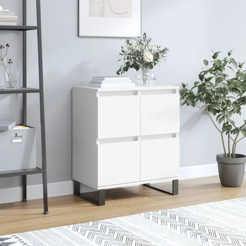 Dressoir met bewerkt hout en ijzeren poten voor een tijdloze uitstraling - Wit / 1 - Dressoirs & buffetkasten