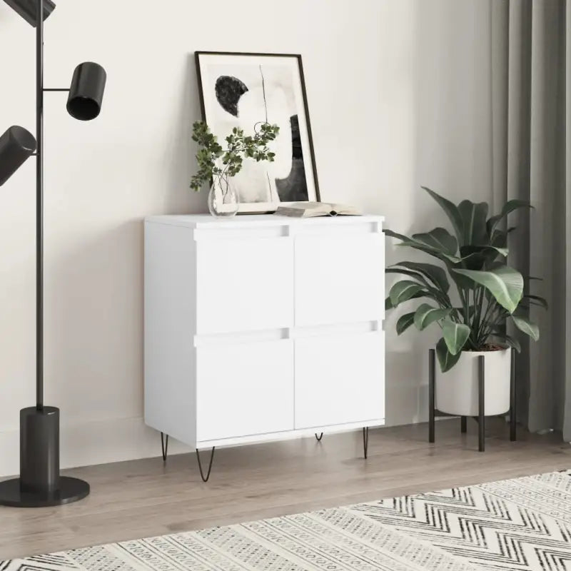 Dressoir met bewerkt hout en ijzeren poten voor een tijdloze uitstraling - Wit / 1 - Dressoirs & buffetkasten