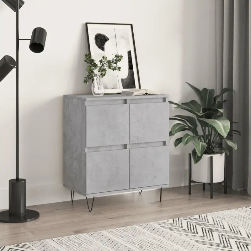 Dressoir met bewerkt hout en ijzeren poten voor een tijdloze uitstraling - Betongrijs / 1 - Dressoirs & buffetkasten
