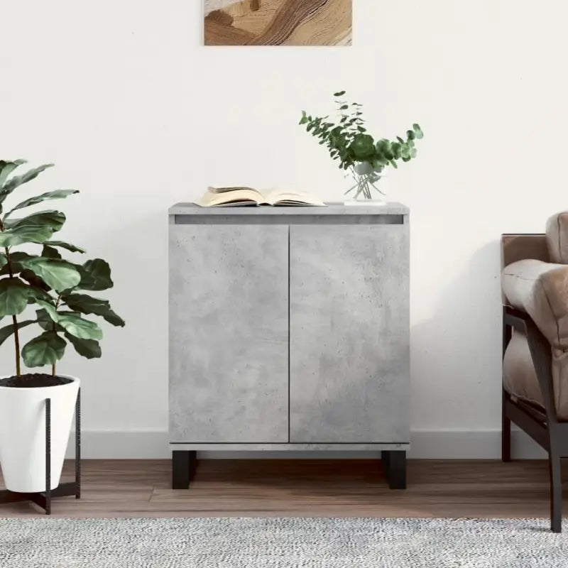 Dressoir met bewerkt hout en ijzeren poten voor een tijdloze look - Betongrijs / 1 - Dressoirs & buffetkasten