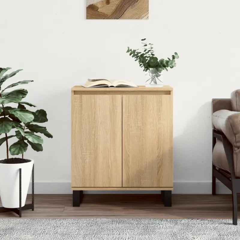 Dressoir met bewerkt hout en ijzeren poten voor een tijdloze look - Sonoma eiken / 1 - Dressoirs & buffetkasten