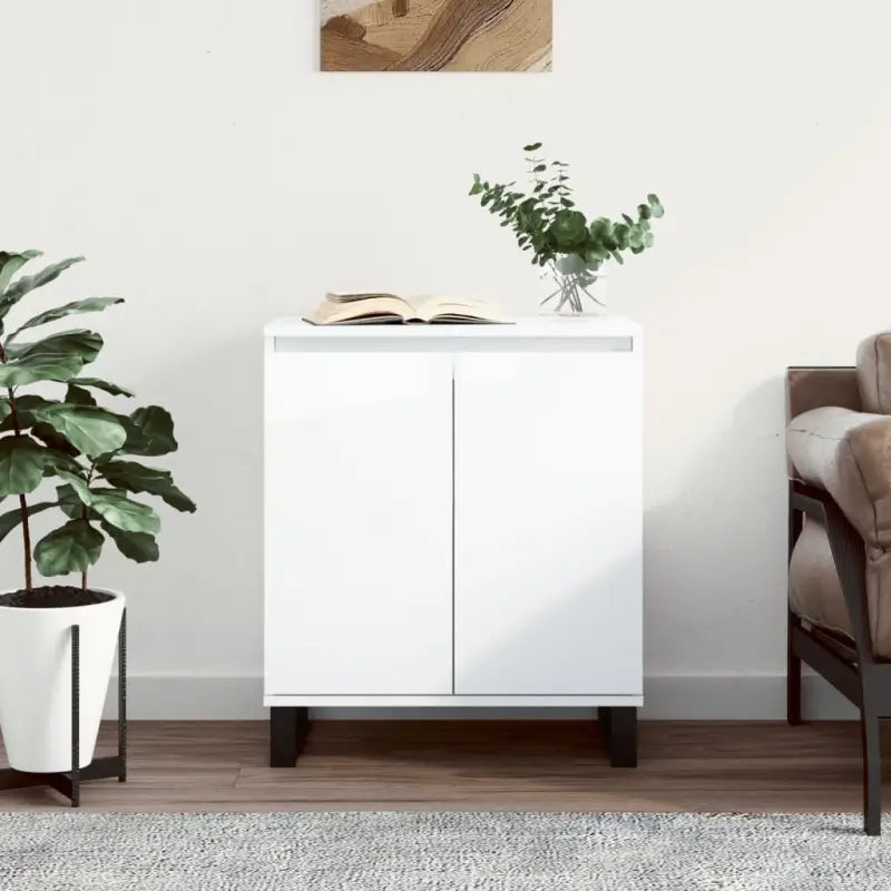 Dressoir met bewerkt hout en ijzeren poten voor een tijdloze look - Hoogglans wit / 1 - Dressoirs & buffetkasten