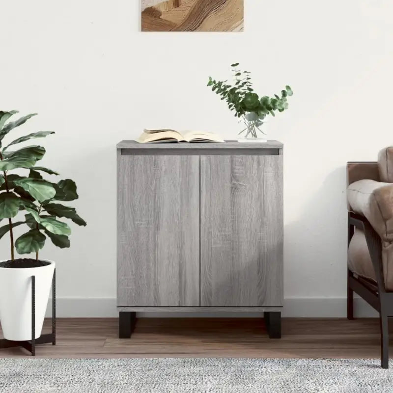 Dressoir met bewerkt hout en ijzeren poten voor een tijdloze look - Grijs sonoma / 1 - Dressoirs & buffetkasten