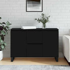 Dressoir met bewerkt hout en ijzeren poten voor een tijdloze look - Zwart / 1 - Dressoirs & buffetkasten