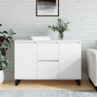 Dressoir met bewerkt hout en ijzeren poten voor een tijdloze look - Wit / 1 - Dressoirs & buffetkasten