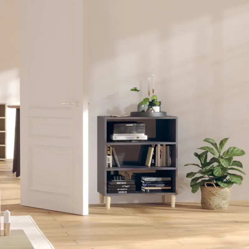 Dressoir met bewerkt hout en stabiele houten poten - Hoogglans grijs / 1 - Dressoirs & buffetkasten