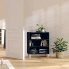 Dressoir met bewerkt hout en stabiele houten poten - Zwart / 1 - Dressoirs & buffetkasten