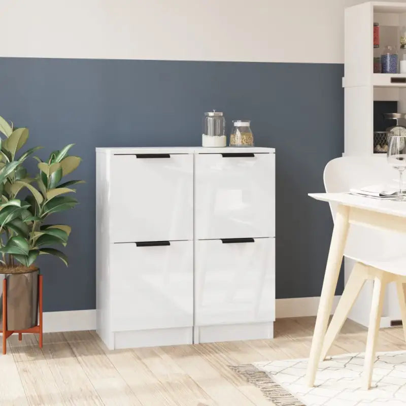 Dressoir met bewerkt hout voor een minimalistische uitstraling - Hoogglans wit / 2 - Dressoirs & buffetkasten