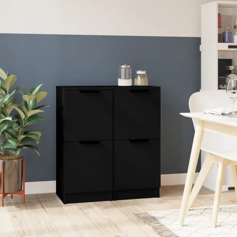 Dressoir met bewerkt hout voor een minimalistische uitstraling - Zwart / 2 - Dressoirs & buffetkasten