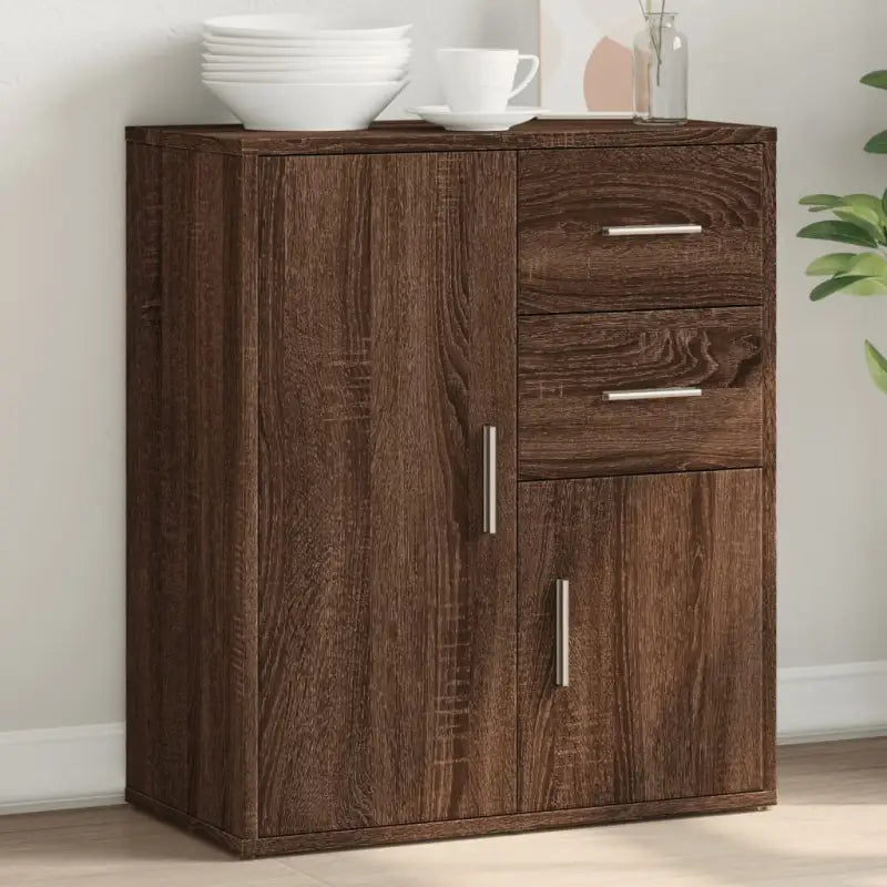 Dressoir met bewerkt hout voor een trendy en stevig interieur - bruin eikenkleur / 1 - Dressoirs & buffetkasten