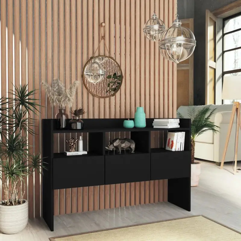 Dressoir met bewerkt hout voor moderne charme en ruime opbergruimte - Zwart / 1 - Dressoirs & buffetkasten