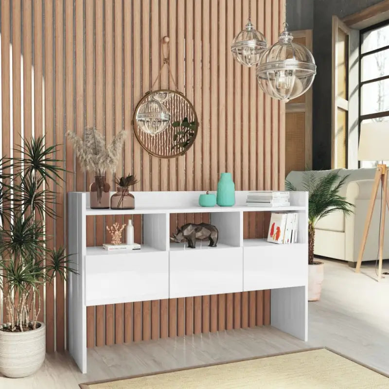 Dressoir met bewerkt hout voor moderne charme en ruime opbergruimte - Hoogglans wit / 1 - Dressoirs & buffetkasten
