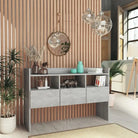 Dressoir met bewerkt hout voor moderne charme en ruime opbergruimte - Betongrijs / 1 - Dressoirs & buffetkasten