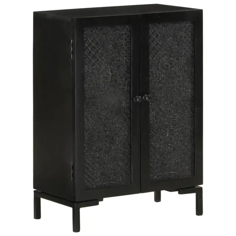 Dressoir met gesneden ontwerp van massief mangohout voor industriële stijl - Zwart / 55 x 30 x 77 cm / 1 - Dressoirs &